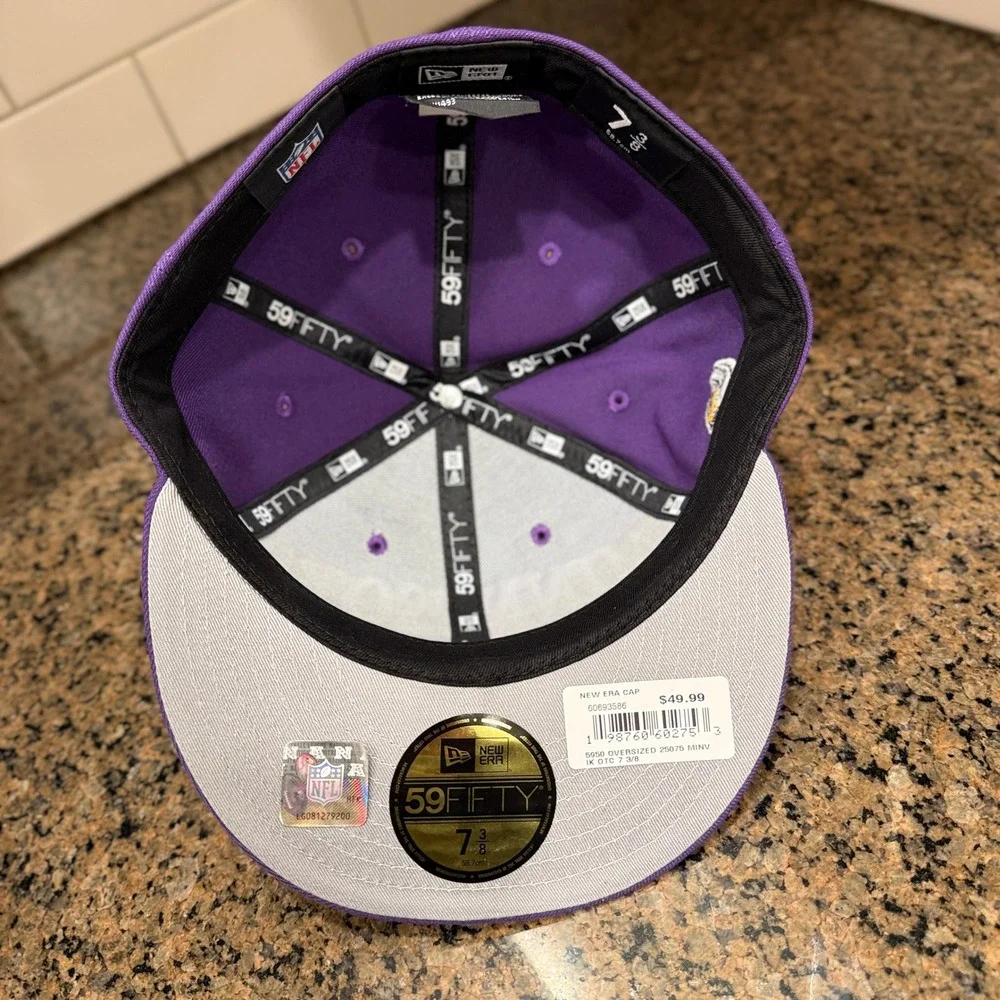 Minnesota Vikings New Era 59FIFTY Fitted Hat Cap 7 3/8 Purple NFL New - Picture 7 of 10